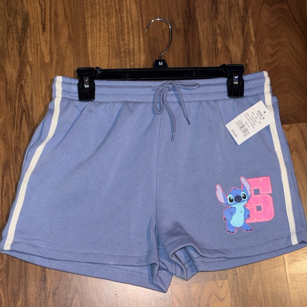 Stitch Blue Athletic Shorts with Cartoon Design